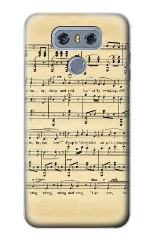 W2504 Vintage Music Sheet Case Cover Custodia e Flip Case per LG G6