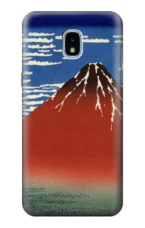 W2390 Katsushika Hokusai Red Fuji Case Cover Custodia e Flip Case per Samsung Galaxy J3 (2018), J3 Star, J3 V 3rd Gen, J3 Orbit, J3 Achieve, Express Prime 3, Amp Prime 3