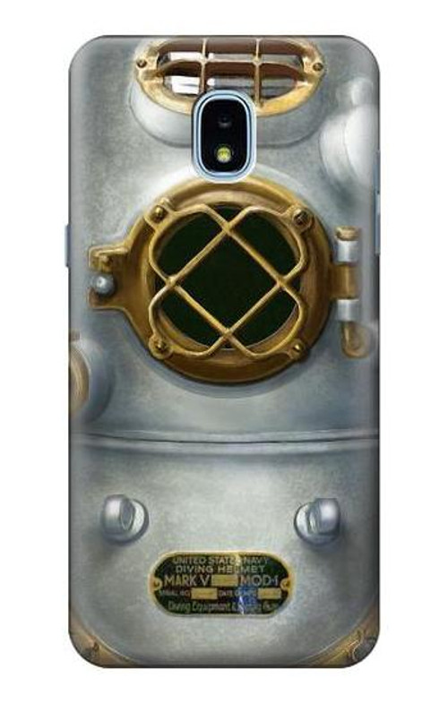 W2646 Vintage Deep Sea Diver Helmet Case Cover Custodia e Flip Case per Samsung Galaxy J3 (2018), J3 Star, J3 V 3rd Gen, J3 Orbit, J3 Achieve, Express Prime 3, Amp Prime 3
