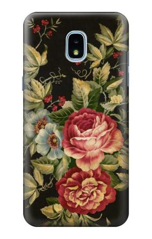 W3013 Vintage Antique Roses Case Cover Custodia e Flip Case per Samsung Galaxy J3 (2018), J3 Star, J3 V 3rd Gen, J3 Orbit, J3 Achieve, Express Prime 3, Amp Prime 3