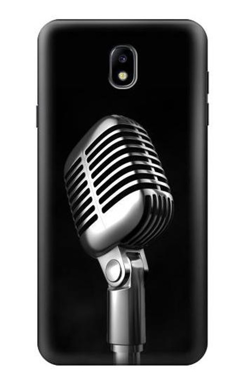 W1672 Retro Microphone Jazz Music Case Cover Custodia e Flip Case per Samsung Galaxy J7 (2018), J7 Aero, J7 Top, J7 Aura, J7 Crown, J7 Refine, J7 Eon, J7 V 2nd Gen, J7 Star
