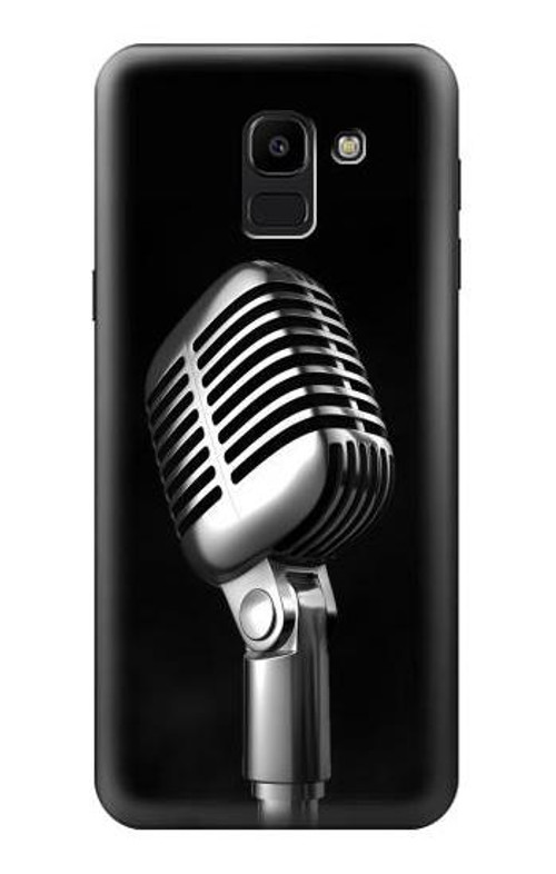 W1672 Retro Microphone Jazz Music Case Cover Custodia e Flip Case per Samsung Galaxy J6 (2018)