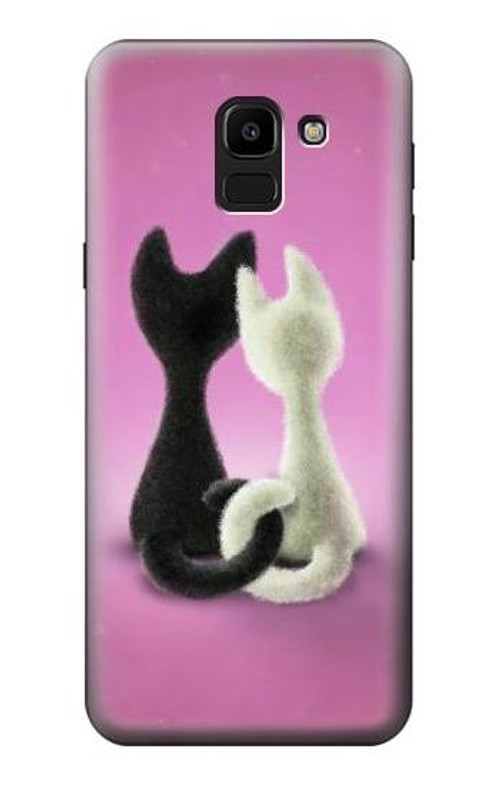 W1832 Love Cat Case Cover Custodia e Flip Case per Samsung Galaxy J6 (2018)