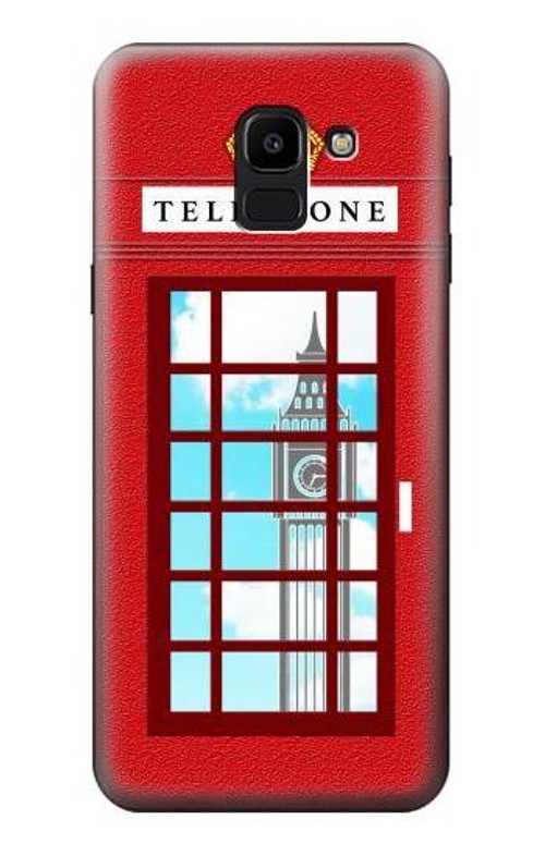 W2059 England British Telephone Box Minimalist Case Cover Custodia e Flip Case per Samsung Galaxy J6 (2018)