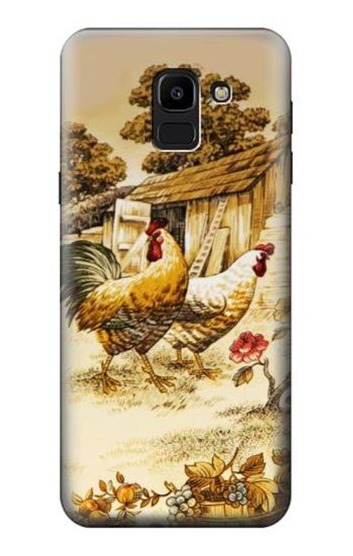 W2181 French Country Chicken Case Cover Custodia e Flip Case per Samsung Galaxy J6 (2018)