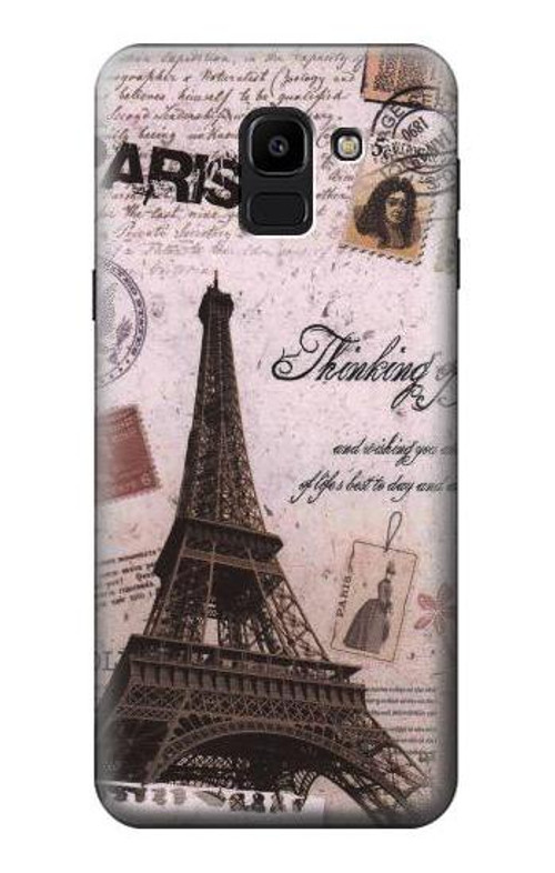 W2211 Paris Postcard Eiffel Tower Case Cover Custodia e Flip Case per Samsung Galaxy J6 (2018)