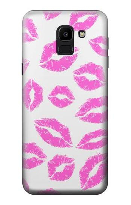 W2214 Pink Lips Kisses Case Cover Custodia e Flip Case per Samsung Galaxy J6 (2018)