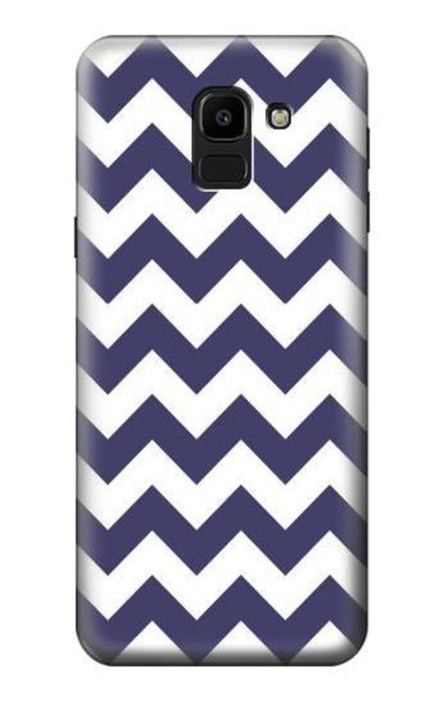 W2345 Navy Blue Shavron Zig Zag Pattern Case Cover Custodia e Flip Case per Samsung Galaxy J6 (2018)