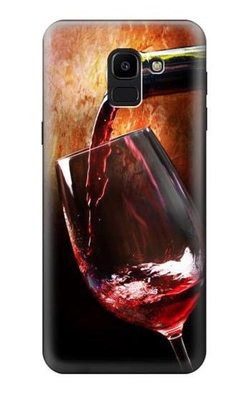W2396 Red Wine Bottle And Glass Case Cover Custodia e Flip Case per Samsung Galaxy J6 (2018)