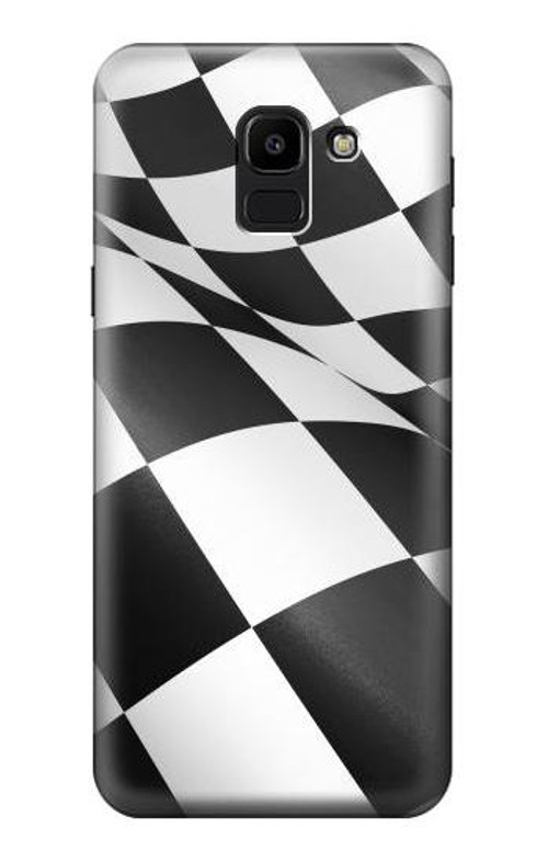 W2408 Checkered Winner Flag Case Cover Custodia e Flip Case per Samsung Galaxy J6 (2018)