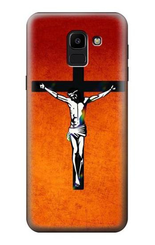 W2421 Jesus Christ On The Cross Case Cover Custodia e Flip Case per Samsung Galaxy J6 (2018)