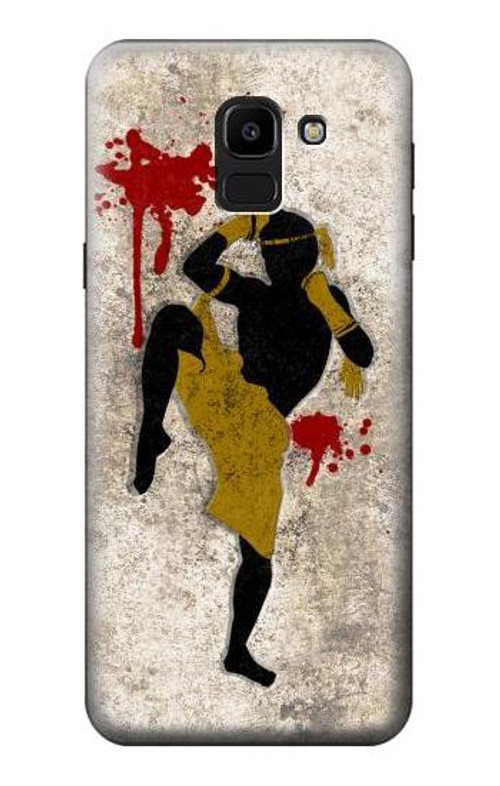 W2635 Muay Thai Kickboxing Fight Blood Case Cover Custodia e Flip Case per Samsung Galaxy J6 (2018)