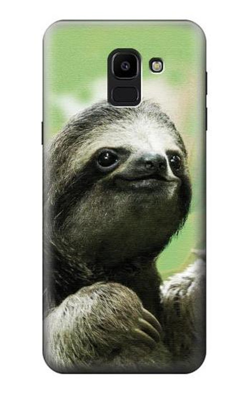 W2708 Smiling Sloth Case Cover Custodia e Flip Case per Samsung Galaxy J6 (2018)