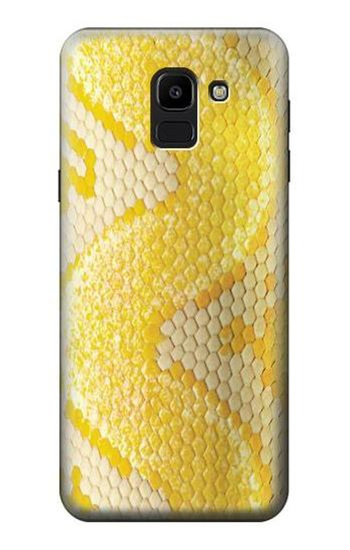 W2713 Yellow Snake Skin Graphic Printed Case Cover Custodia e Flip Case per Samsung Galaxy J6 (2018)