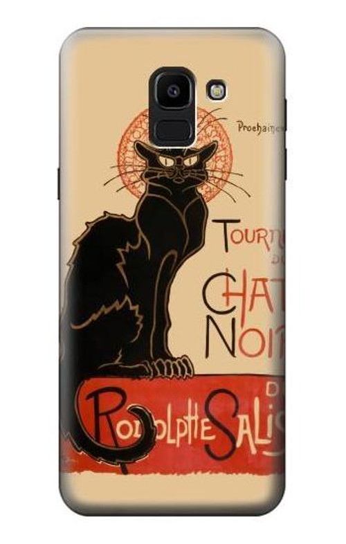 W2739 Chat Noir Black Cat Vintage Case Cover Custodia e Flip Case per Samsung Galaxy J6 (2018)