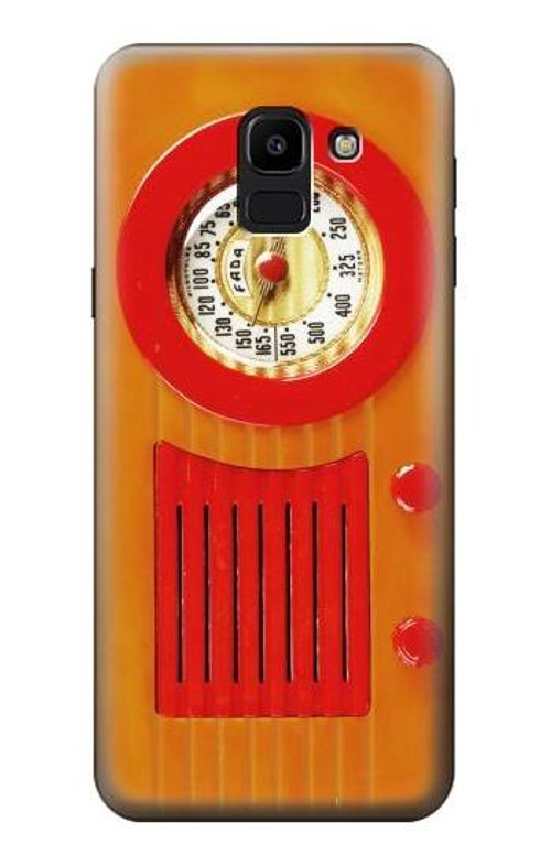 W2780 Vintage Orange Bakelite Radio Case Cover Custodia e Flip Case per Samsung Galaxy J6 (2018)