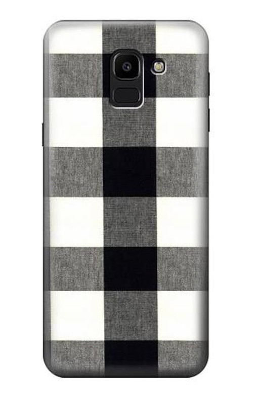 W2842 Black and White Buffalo Check Pattern Case Cover Custodia e Flip Case per Samsung Galaxy J6 (2018)