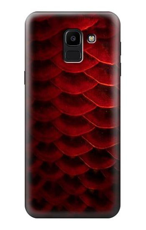 W2879 Red Arowana Fish Scale Case Cover Custodia e Flip Case per Samsung Galaxy J6 (2018)
