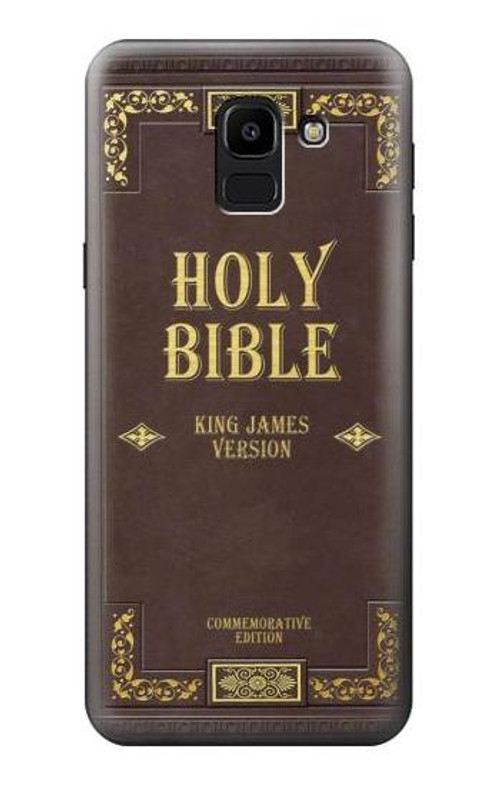 W2889 Holy Bible Cover King James Version Case Cover Custodia e Flip Case per Samsung Galaxy J6 (2018)