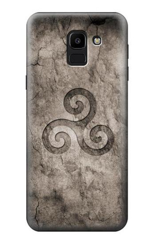 W2892 Triskele Symbol Stone Texture Case Cover Custodia e Flip Case per Samsung Galaxy J6 (2018)