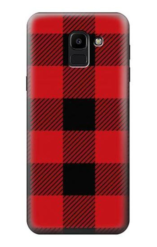 W2931 Red Buffalo Check Pattern Case Cover Custodia e Flip Case per Samsung Galaxy J6 (2018)