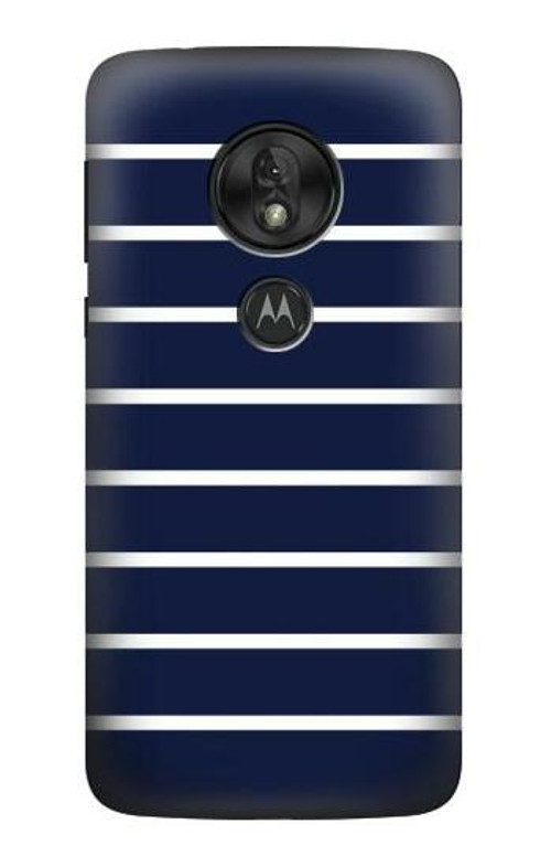 W2767 Navy White Striped Case Cover Custodia e Flip Case per Motorola Moto G7 Power