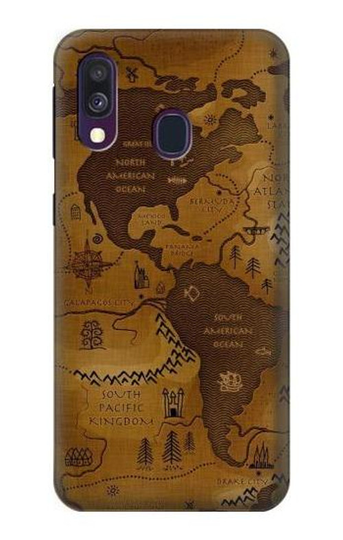 W2861 Antique World Map Case Cover Custodia e Flip Case per Samsung Galaxy A40