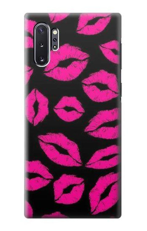 W2933 Pink Lips Kisses on Black Case Cover Custodia e Flip Case per Samsung Galaxy Note 10 Plus