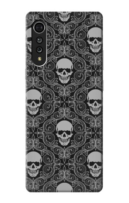 W2371 Skull Vintage Monochrome Pattern Case Cover Custodia e Flip Case per LG Velvet