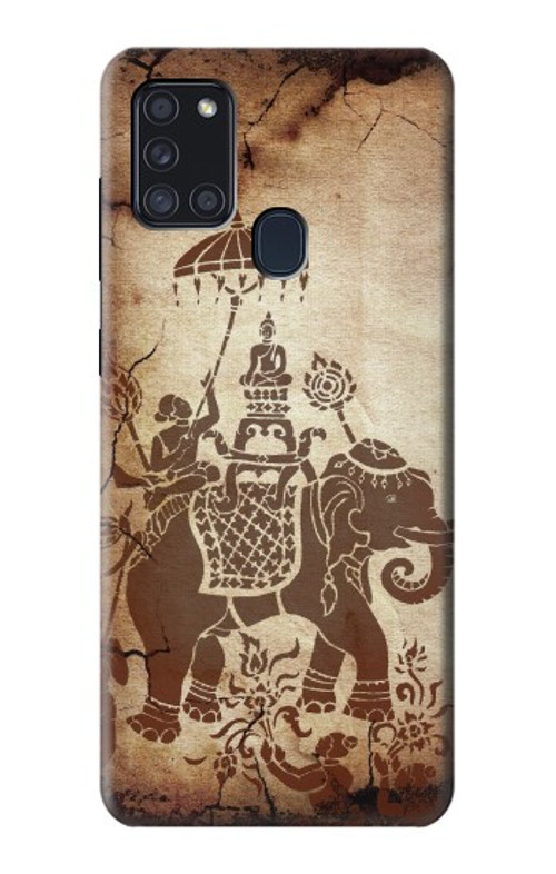 W2102 Thai Art Buddha on Elephant Case Cover Custodia e Flip Case per Samsung Galaxy A21s