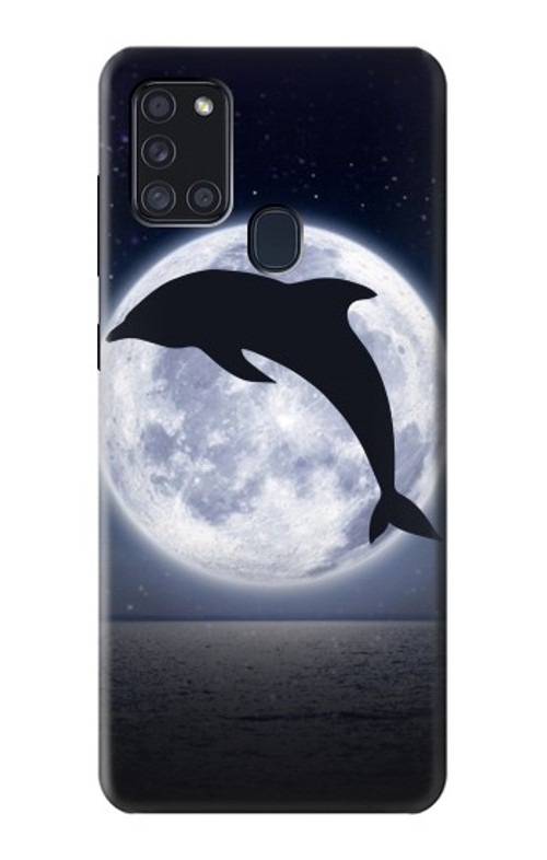 W3510 Dolphin Moon Night Case Cover Custodia e Flip Case per Samsung Galaxy A21s