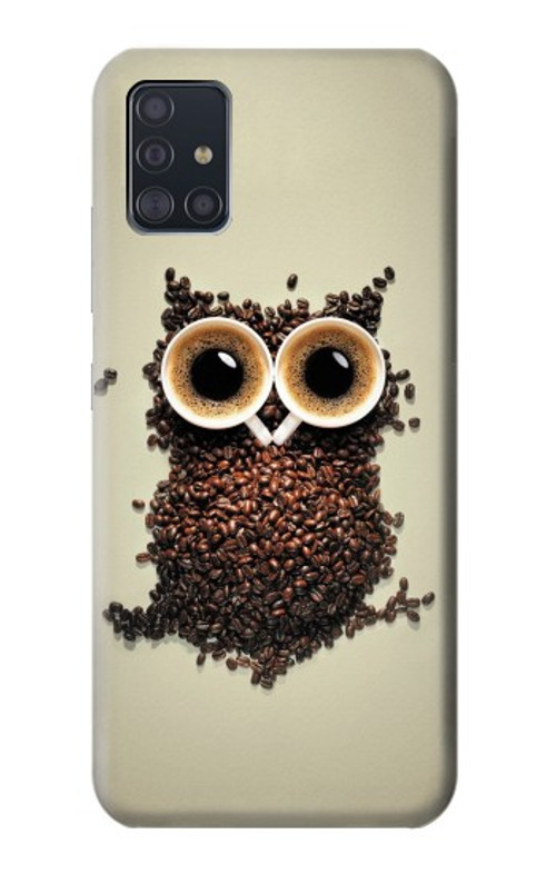 W0360 Coffee Owl Case Cover Custodia e Flip Case per Samsung Galaxy A51 5G [solo per A51 5G. NON per A51]