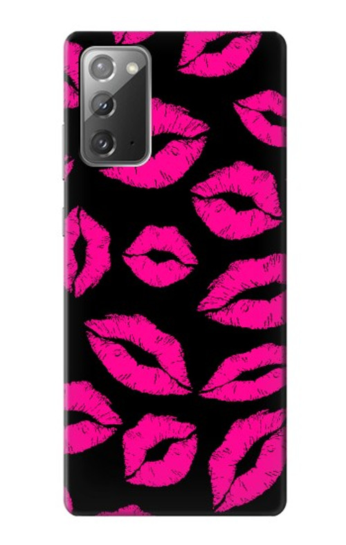 W2933 Pink Lips Kisses on Black Case Cover Custodia e Flip Case per Samsung Galaxy Note 20