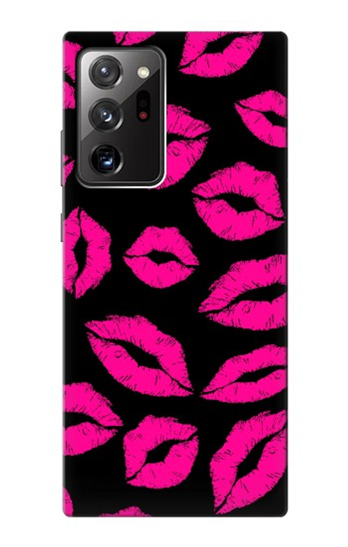 W2933 Pink Lips Kisses on Black Case Cover Custodia e Flip Case per Samsung Galaxy Note 20 Ultra, Ultra 5G