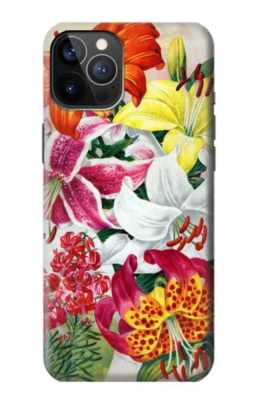 W3205 Retro Art Flowers Case Cover Custodia e Flip Case per iPhone 12, iPhone 12 Pro