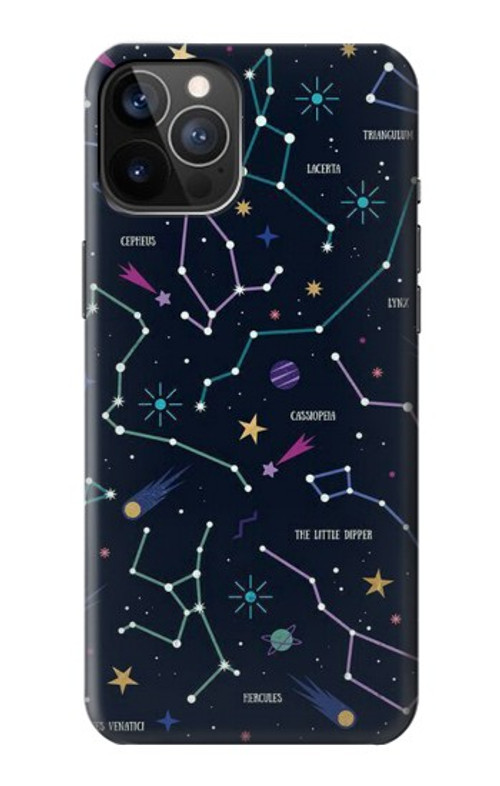 W3220 Star Map Zodiac Constellations Case Cover Custodia e Flip Case per iPhone 12, iPhone 12 Pro