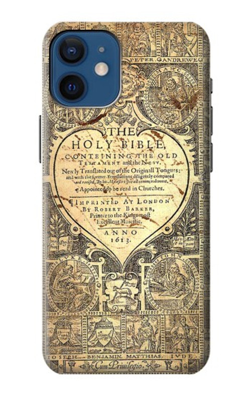 W0330 Bible Page Case Cover Custodia e Flip Case per iPhone 12 mini