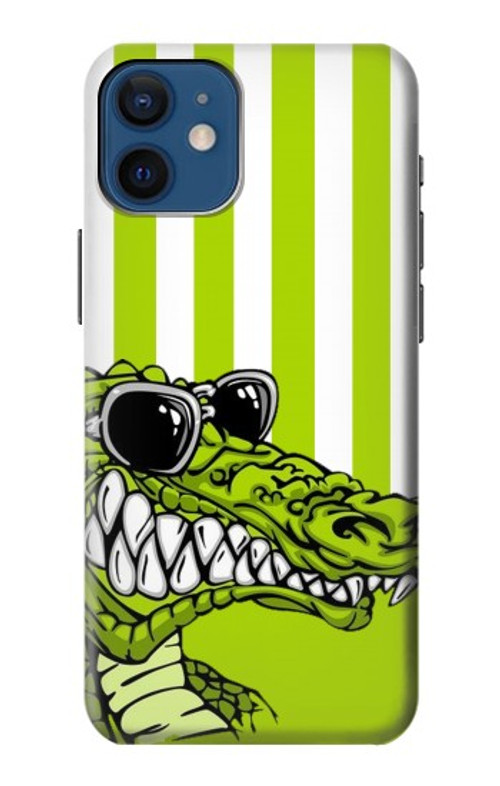 W2323 Funny Green Alligator Crocodile Case Cover Custodia e Flip Case per iPhone 12 mini