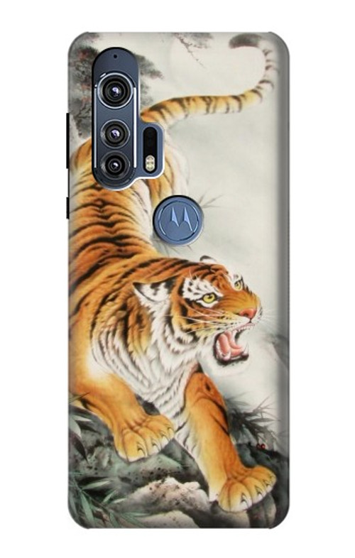 W2751 Chinese Tiger Brush Painting Case Cover Custodia e Flip Case per Motorola Edge+