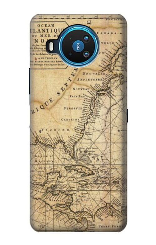 W2506 Exploration North America Map Case Cover Custodia e Flip Case per Nokia 8.3 5G