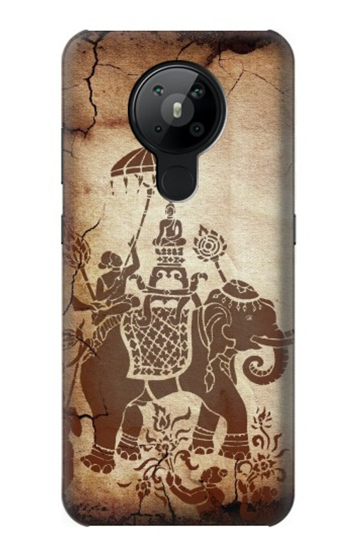 W2102 Thai Art Buddha on Elephant Case Cover Custodia e Flip Case per Nokia 5.3