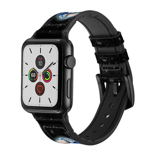 CA0256 Earth Planet Space Star nebula Leather & Silicone Smart Watch Band Strap For Apple Watch iWatch
