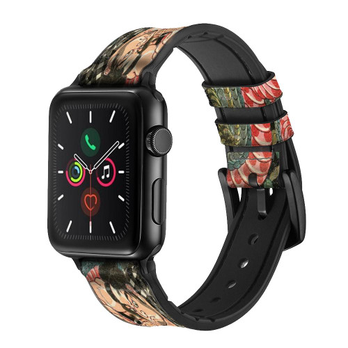 CA0332 108 Heroes of Suikoden Saginoike Heikuro Leather & Silicone Smart Watch Band Strap For Apple Watch iWatch