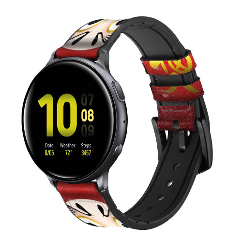 CA0461 Japan Daruma Doll Cinturino in silicone e pelle Smartwatch per Samsung Galaxy Watch, Gear, Active