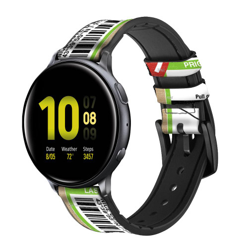 CA0826 Luggage Tag Art Cinturino in silicone e pelle Smartwatch per Samsung Galaxy Watch, Gear, Active