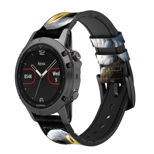 CA0223 Bald Eagle Cinturino in silicone e pelle Smartwatch per Garmin Smartwatch