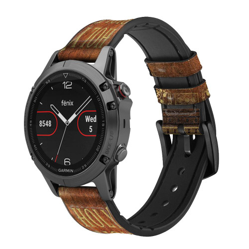 CA0487 Holy Bible 1611 King James Version Cinturino in silicone e pelle Smartwatch per Garmin Smartwatch