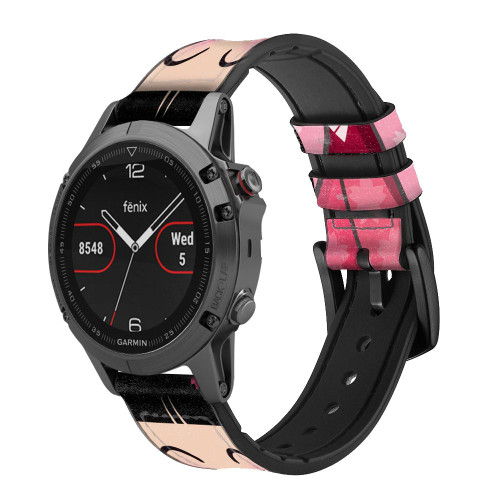 CA0552 Japan Girl Hina Doll Kimono Sakura Cinturino in silicone e pelle Smartwatch per Garmin Smartwatch
