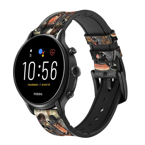 CA0331 Japan Art 108 Heroes of Suikoden Cinturino in silicone e pelle Smartwatch per Fossil Smartwatch