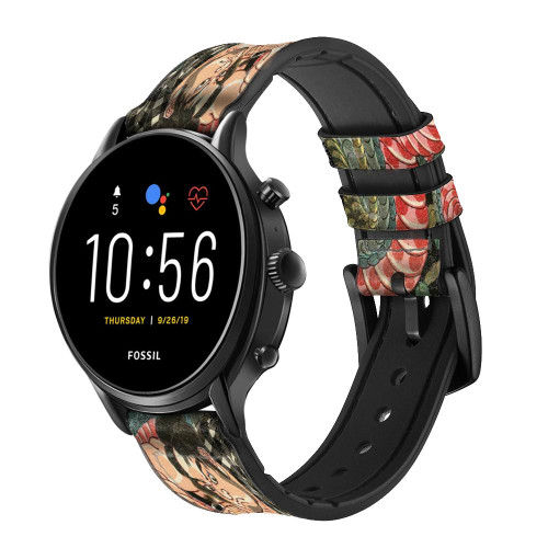 CA0332 108 Heroes of Suikoden Saginoike Heikuro Cinturino in silicone e pelle Smartwatch per Fossil Smartwatch